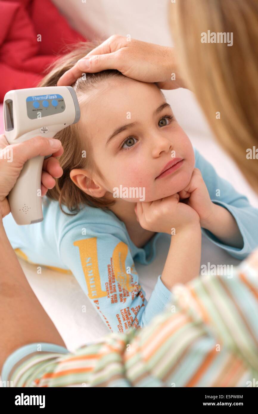 Digital instant infrared thermometer (thermoflash) being used to