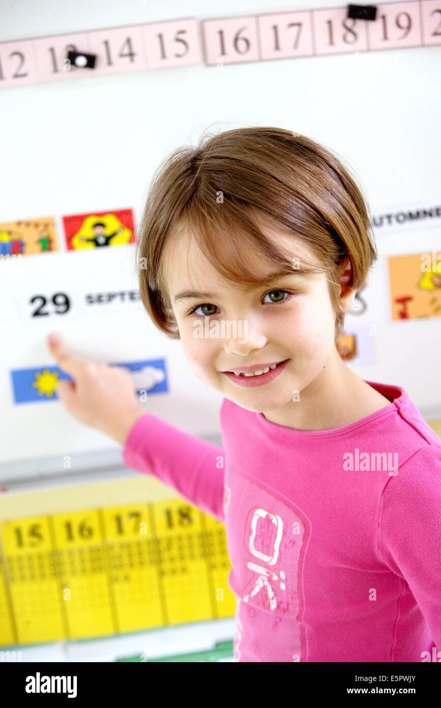6 year old child at school. Stock Photo
