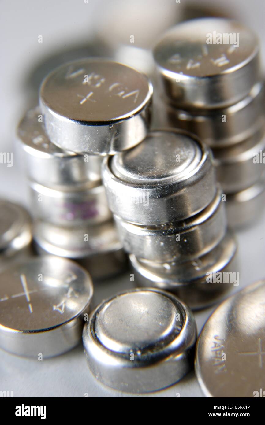 Collection of button batteries Stock Photo Alamy