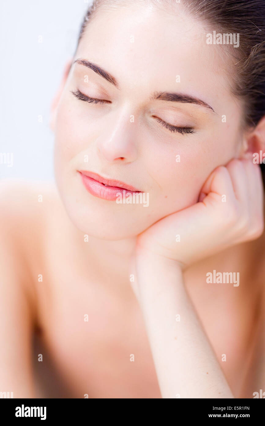 Woman with closed eyes. Stock Photo