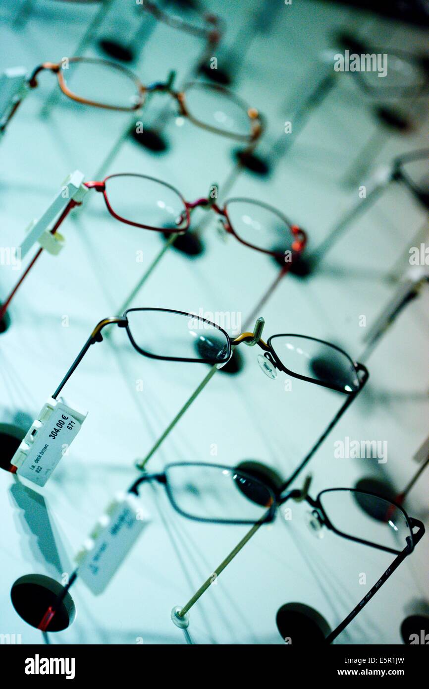 Prescription glasses frames at the optician's Stock Photo Alamy