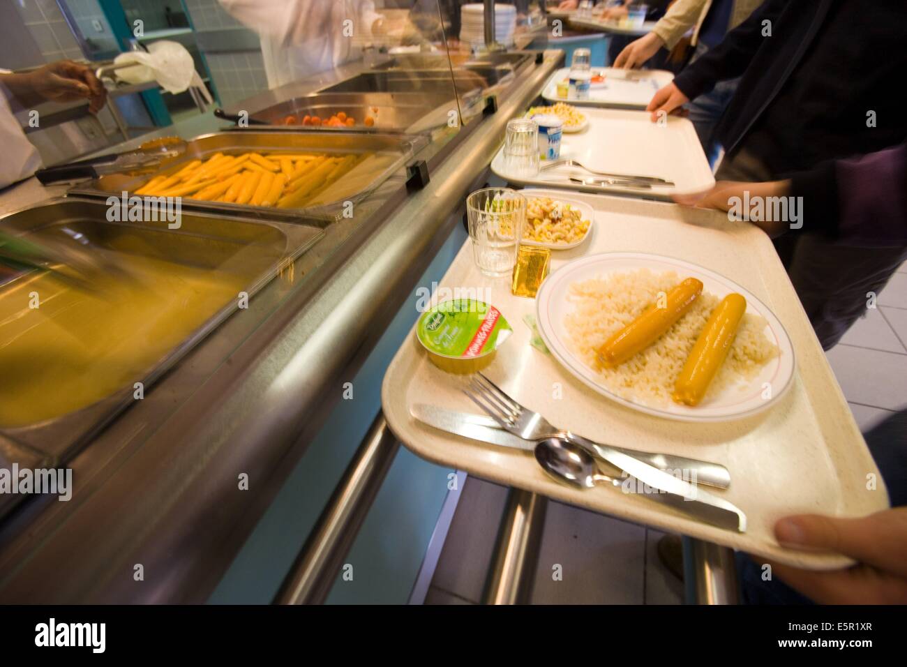 Tray meals in cafeteria Stock Photo Alamy