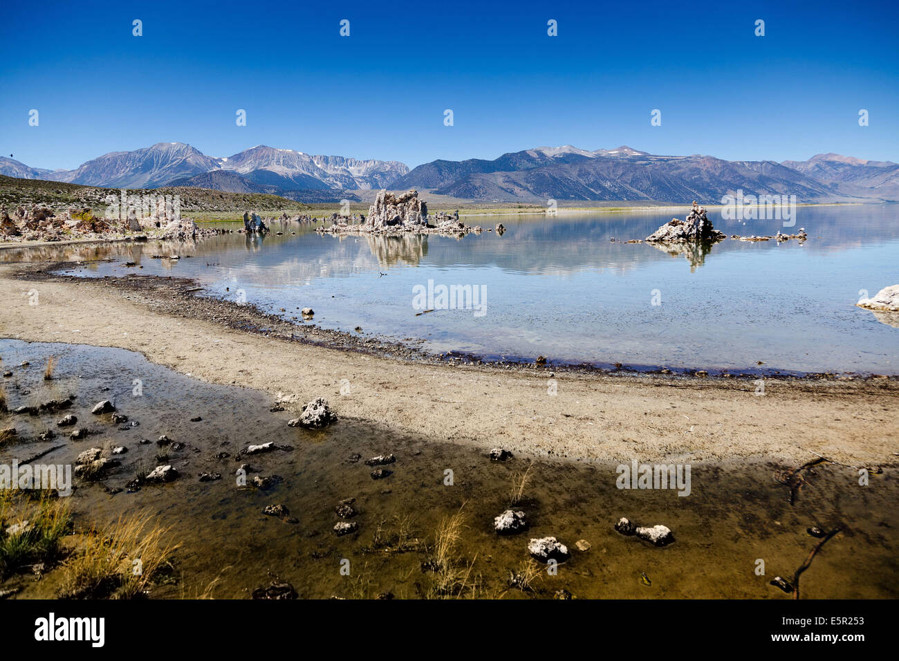 Mono Lake in California, USA; It has a salt and arsenic high level; Sediment samples have revealed a bacteria strain GFAJ-1 Stock Photo