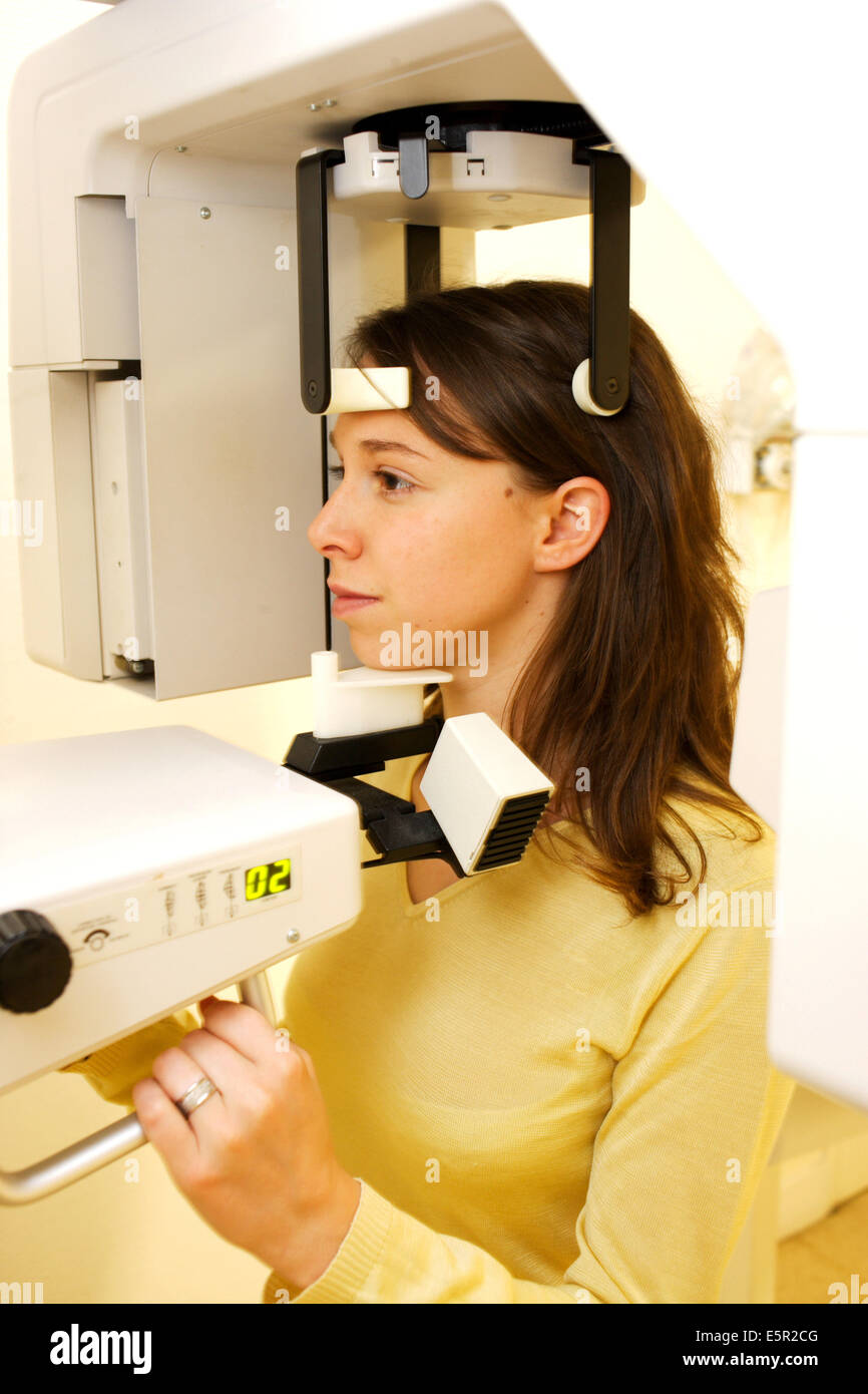 Young woman undergoing panoramic dental Xray Stock Photo Alamy