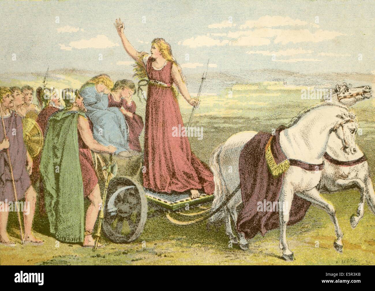 Boudica, Boadicea addressing her followers from her chariot Stock Photo