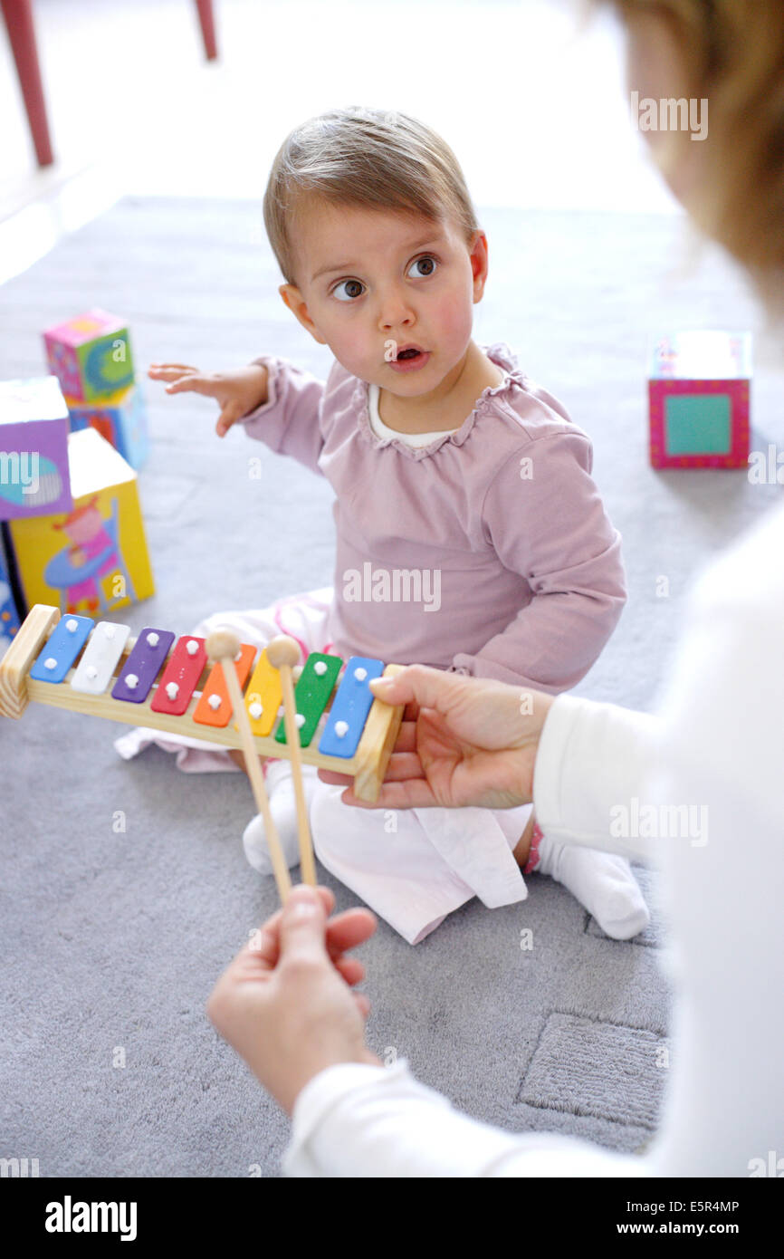 19 Month Old Baby Playing With Her Mother Stock Photo Alamy
