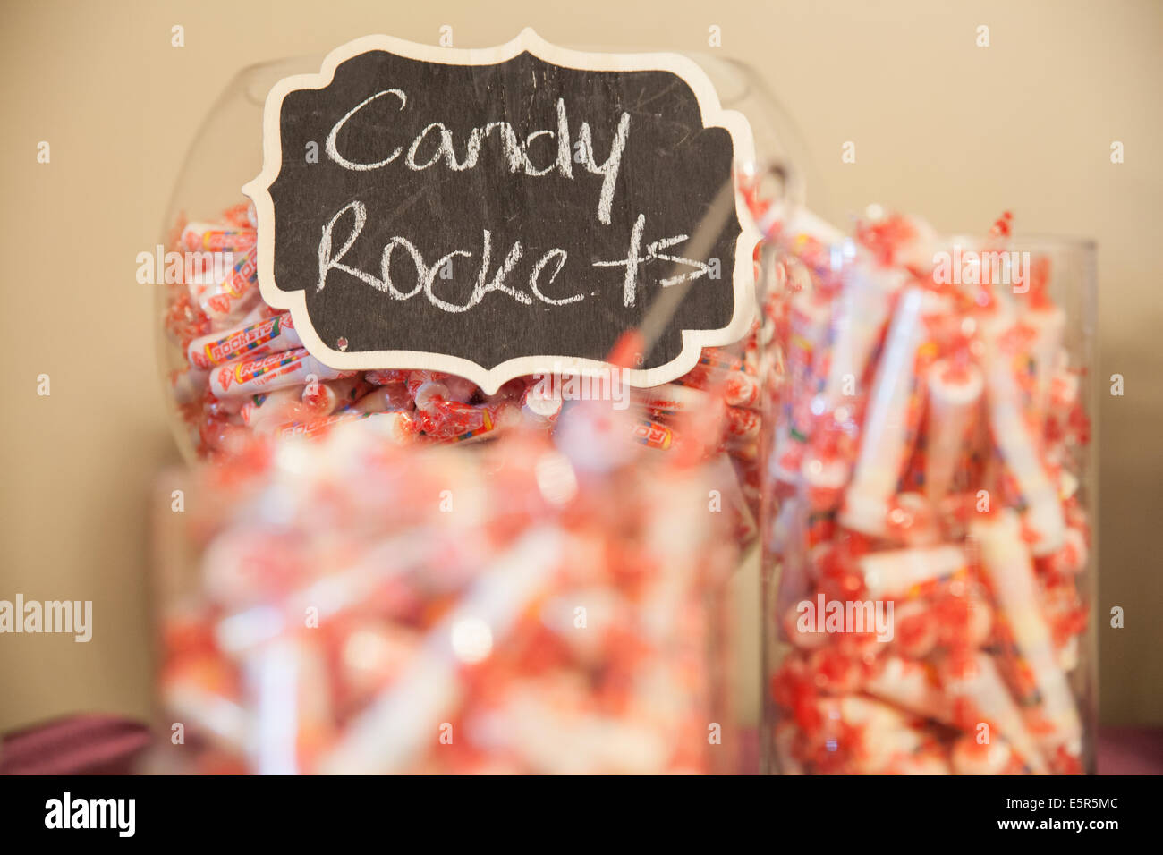 candy rockets sweet desert table Stock Photo