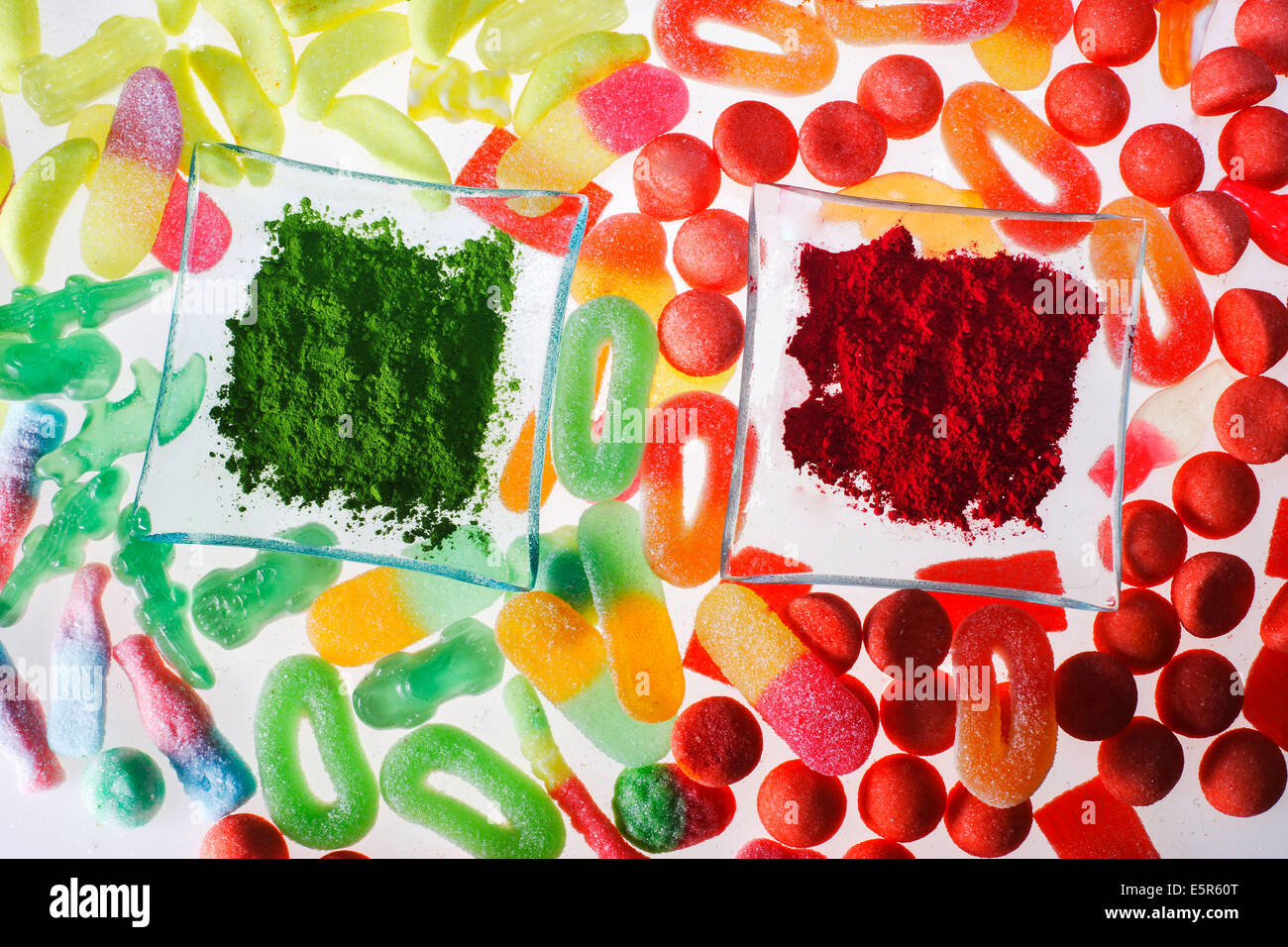 Foodcoloring agents with gummy candies Stock Photo Alamy