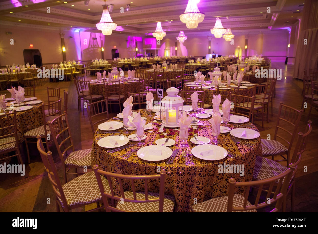 empty banquet hall Stock Photo