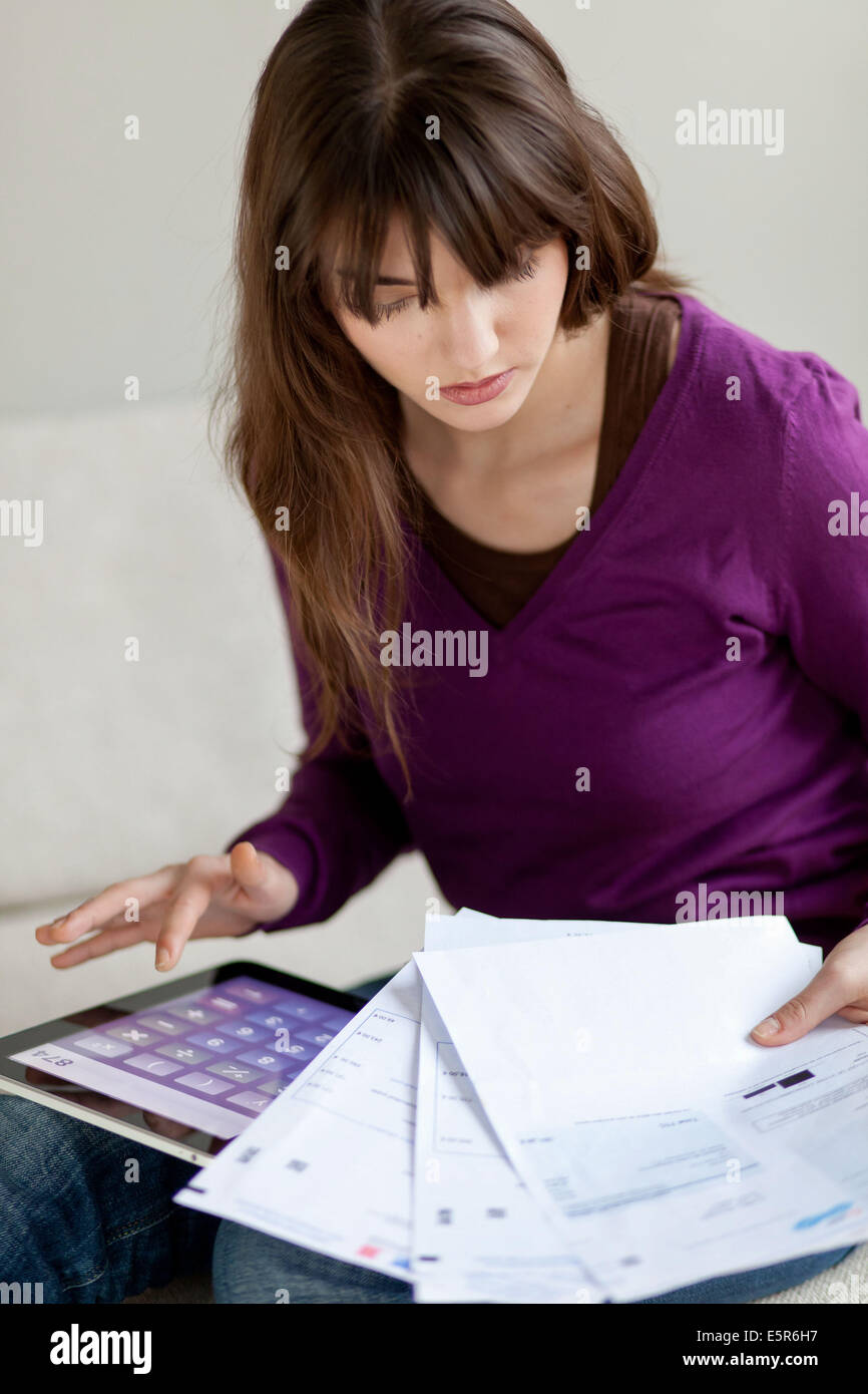 Woman with administrative papers. Stock Photo
