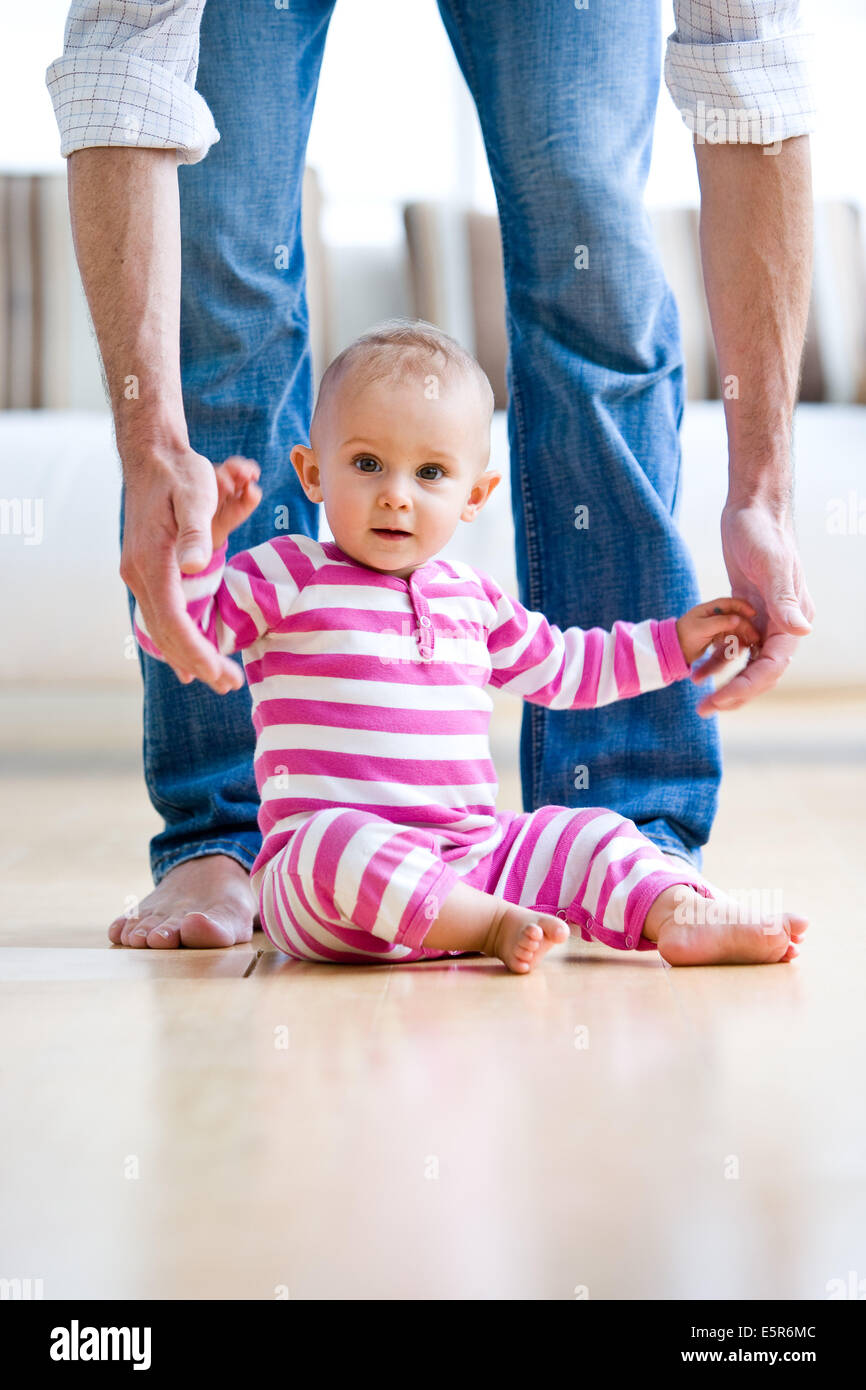 12 month old baby with father Stock Photo Alamy