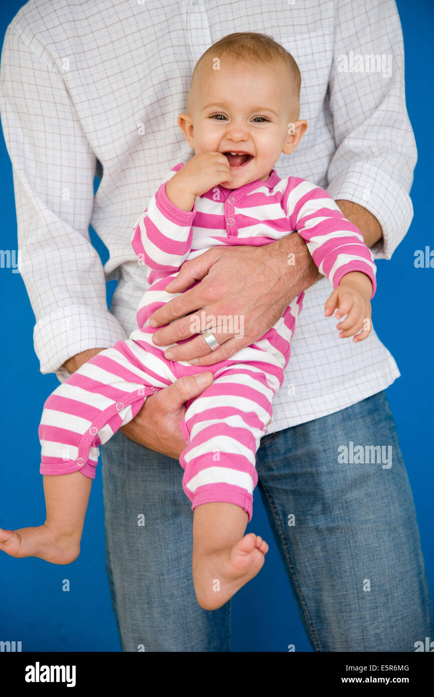 12 month old baby with father Stock Photo Alamy