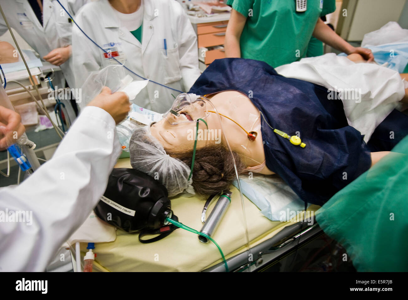 Medical training patient simulator pregnant hi-res stock