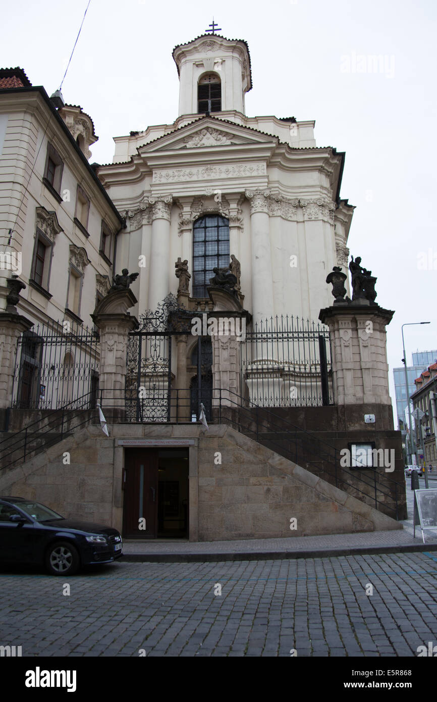 Cathedral of St Cyril and Metodej, site of the  Heydrich Martyr's Memorial  to the memory of the paratroopers who died Prague Stock Photo