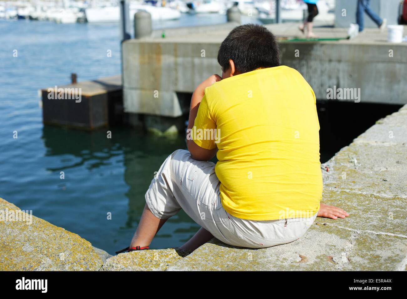 Obese 10 year old boy . Stock Photo