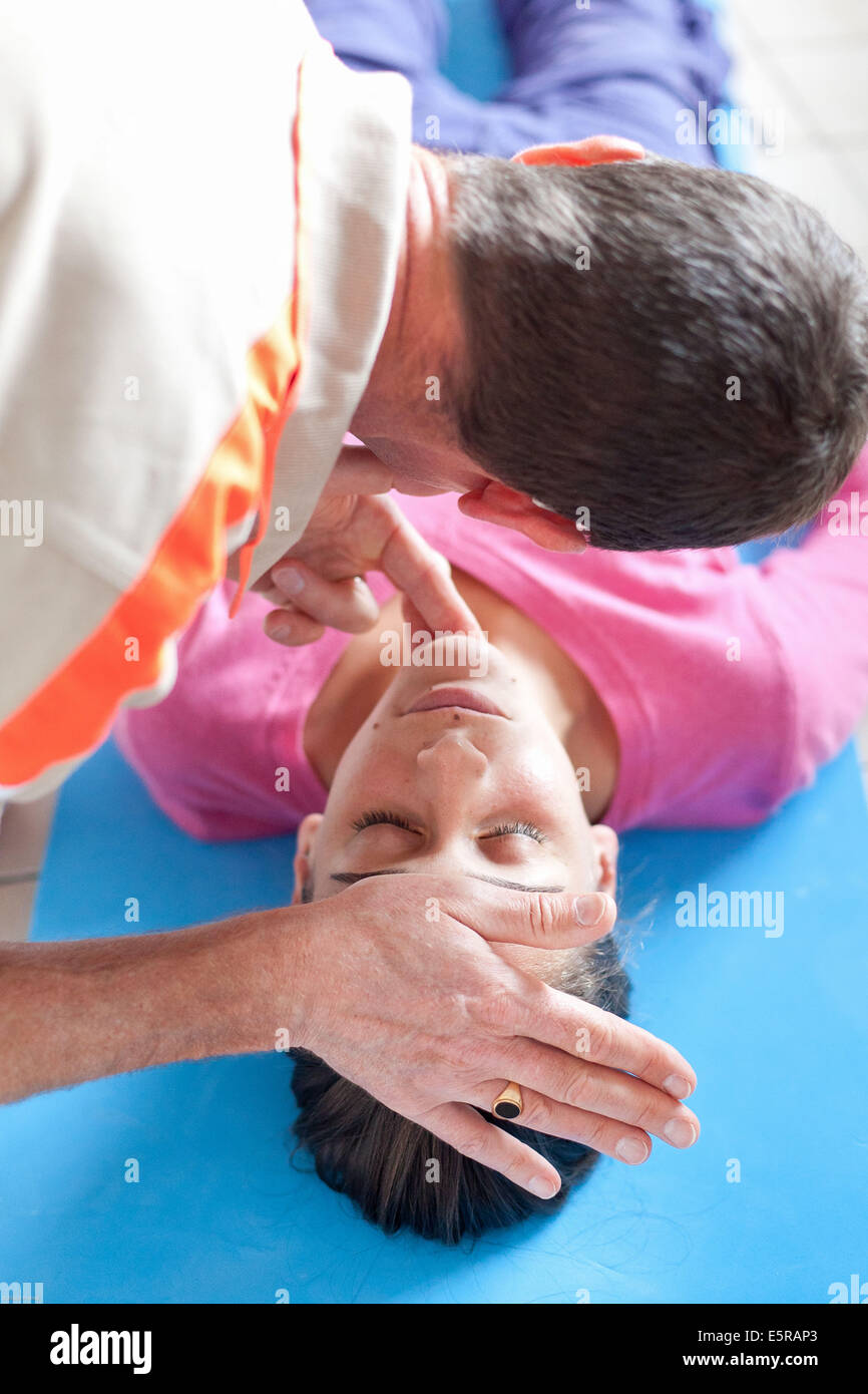 First Aid Training Courses Given By The French Red Cross Stock Photo First aid training courses given by the french red cross stock photo