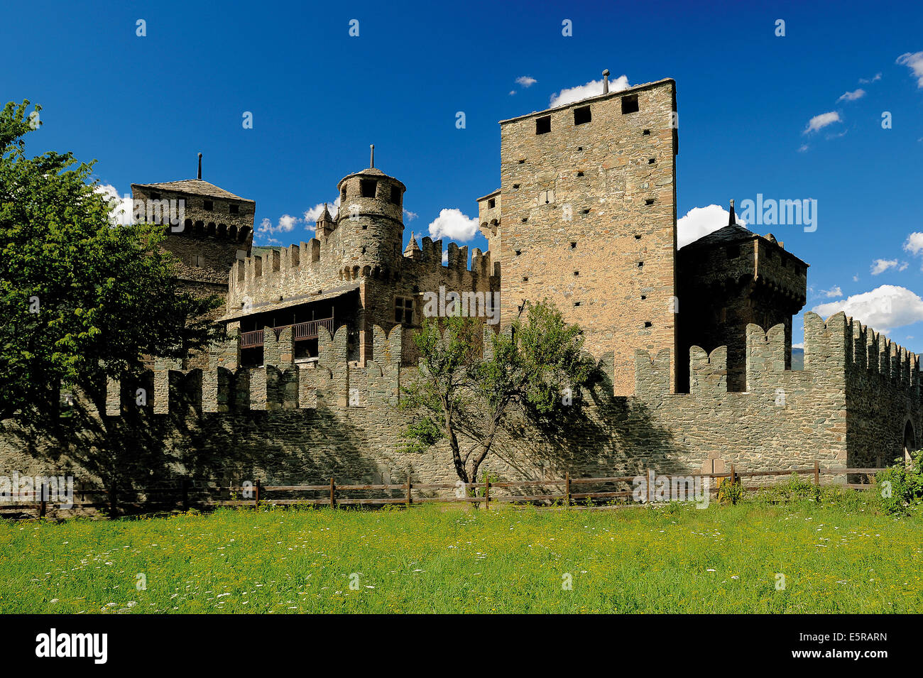 Valle d'Aosta Fenis castle Stock Photo