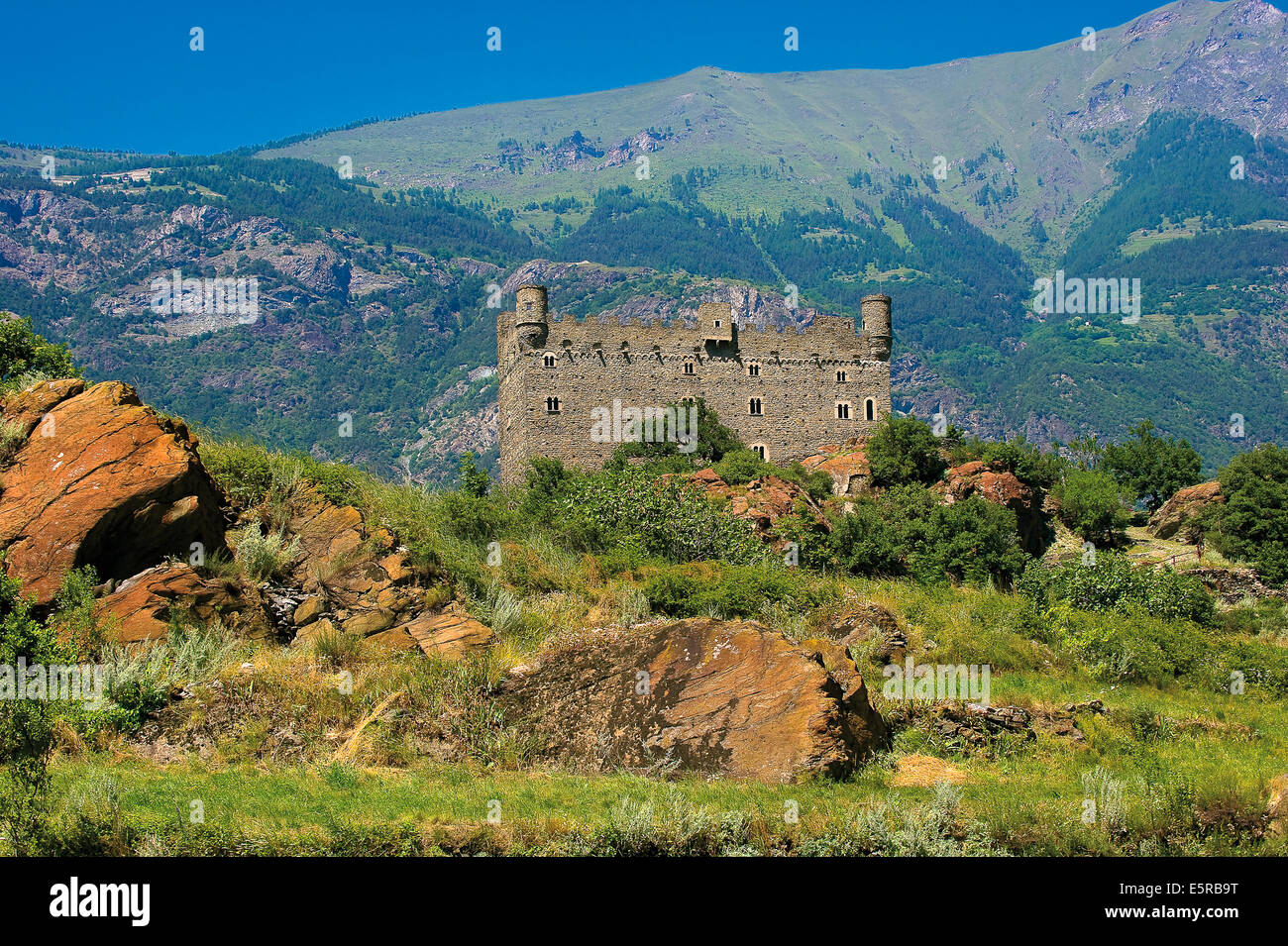 Valle d'Aosta Ussel Castle Stock Photo