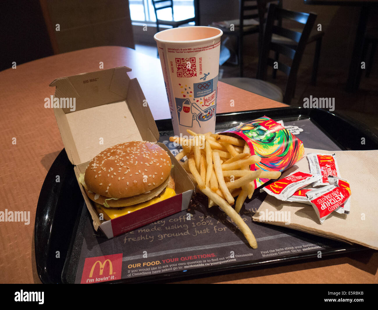 Macdonald fast food big mac meal combo Stock Photo