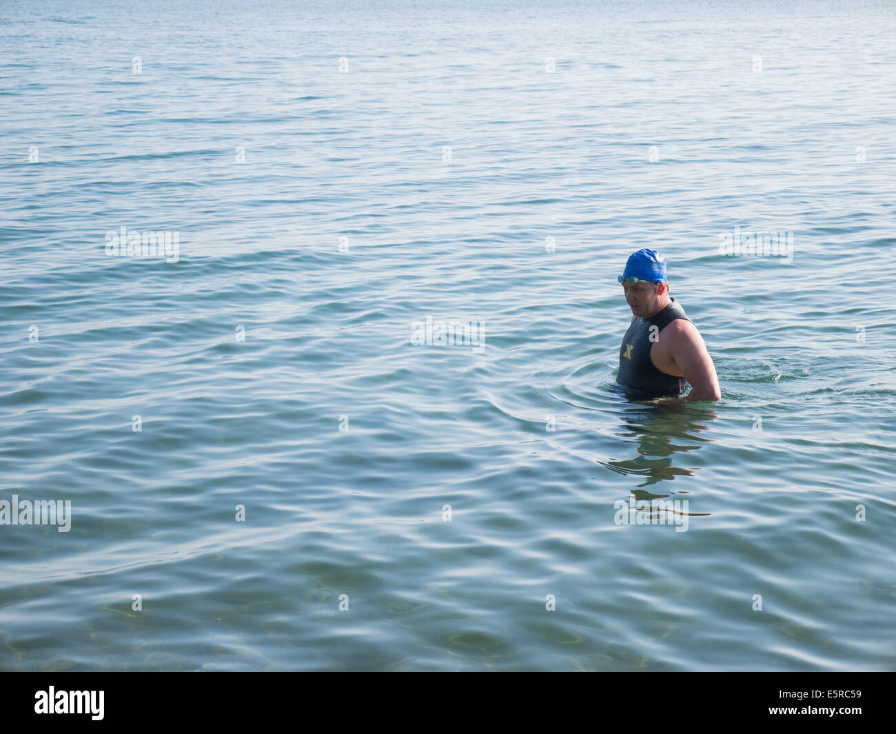 Fat man in water Stock Photo Alamy