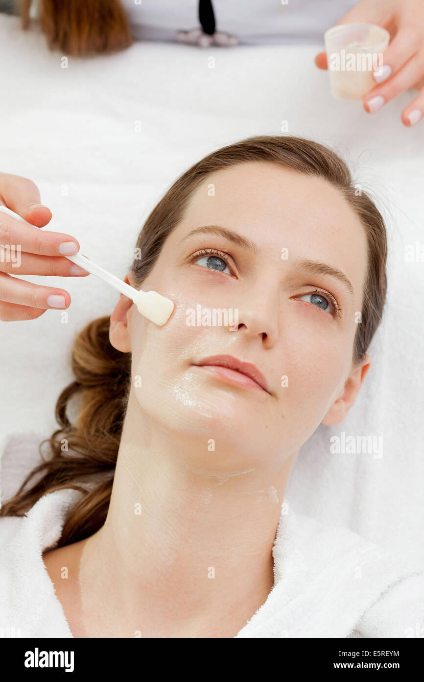 Skin peeling by application of a glycolic acid Stock Photo Alamy