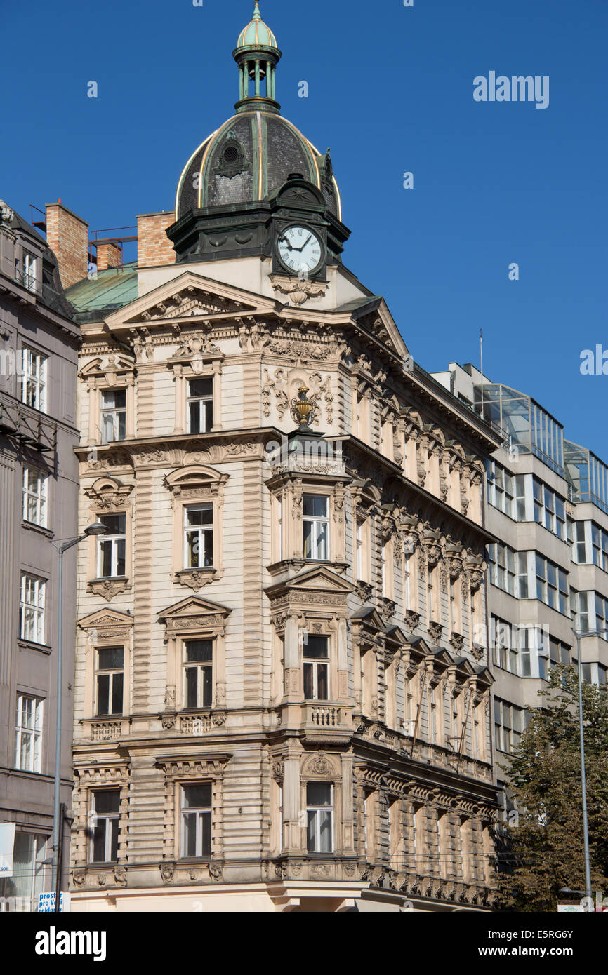 Building facing Wenceslas Square in Prague, Czech republic Stock Photo