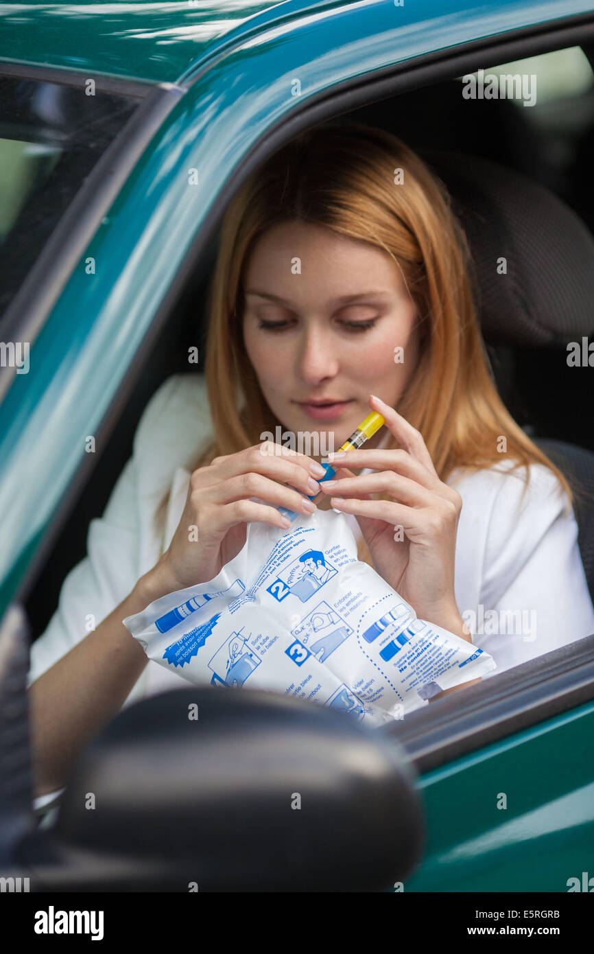 Breath test woman alcohol car hires stock photography and images Alamy