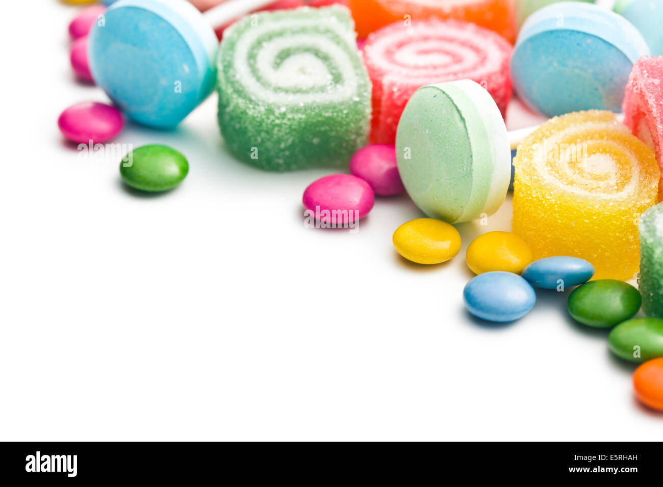 colorful candy on white background Stock Photo - Alamy