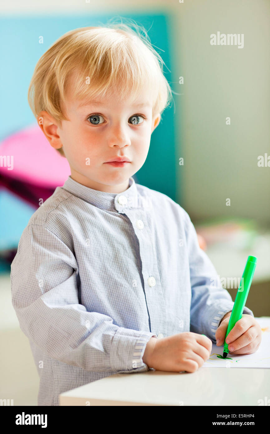 3 year old boy drawing Stock Photo - Alamy