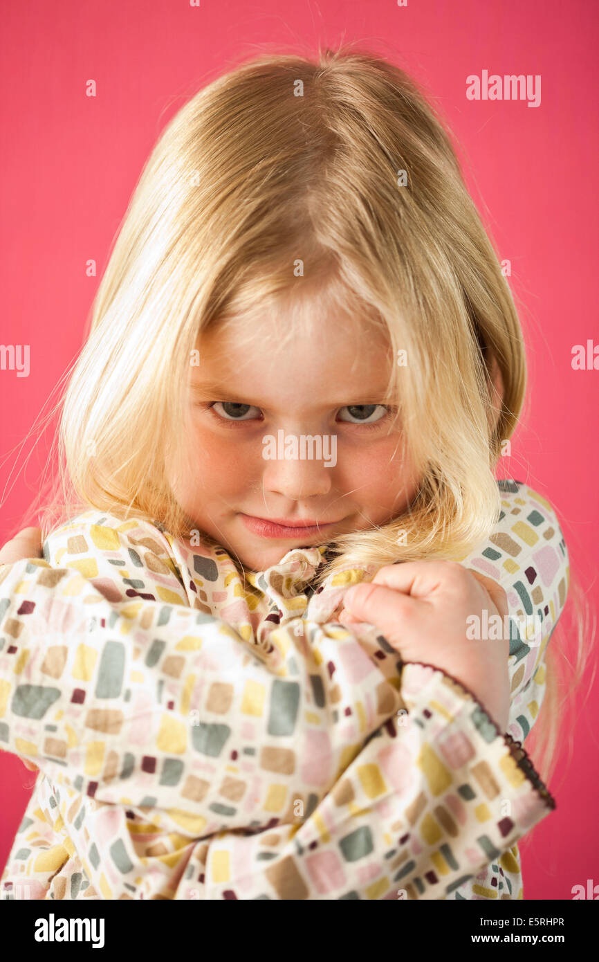 Angry 5yearold girl Stock Photo Alamy