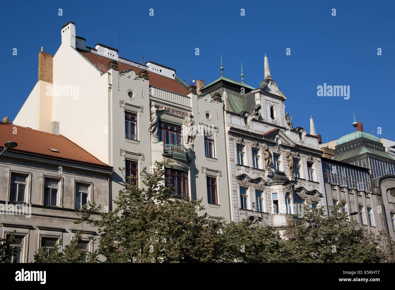 Building facing Wenceslas Square in Prague, Czech republic Stock Photo