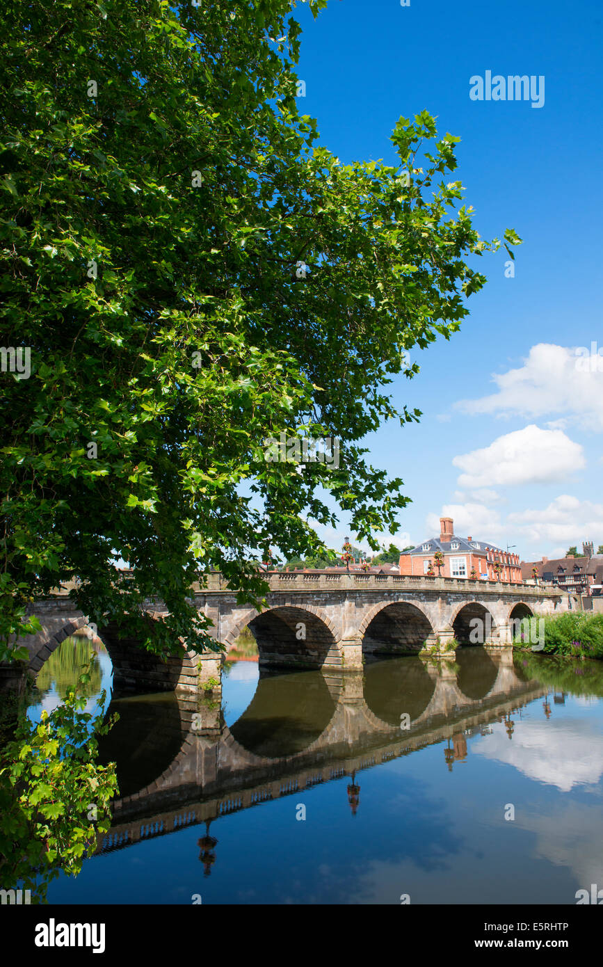 Welsh Bridge and River Severn in Shrewsbury, Shropshire, England Stock