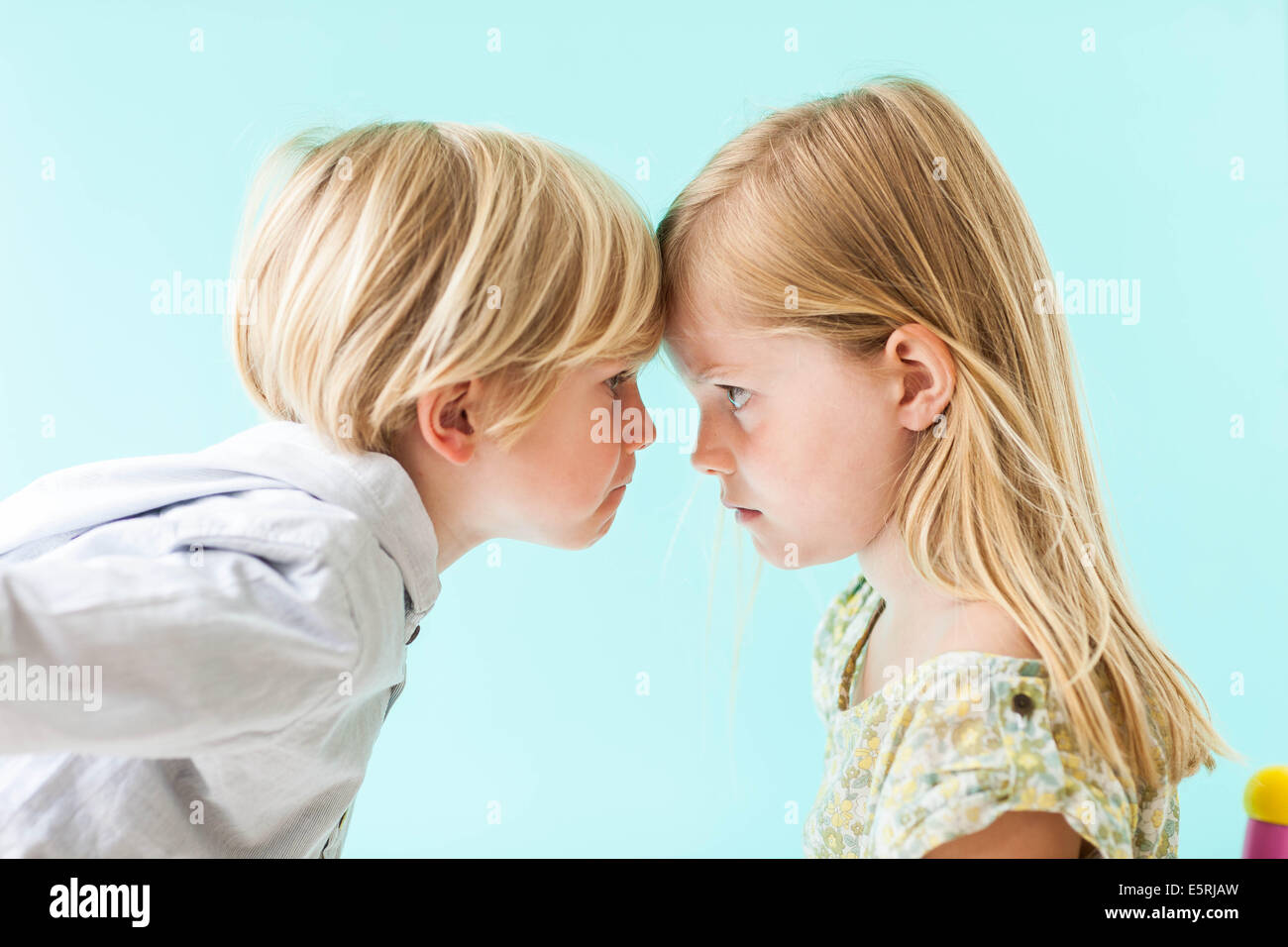 5 and 7 year old brother and sister. Stock Photo