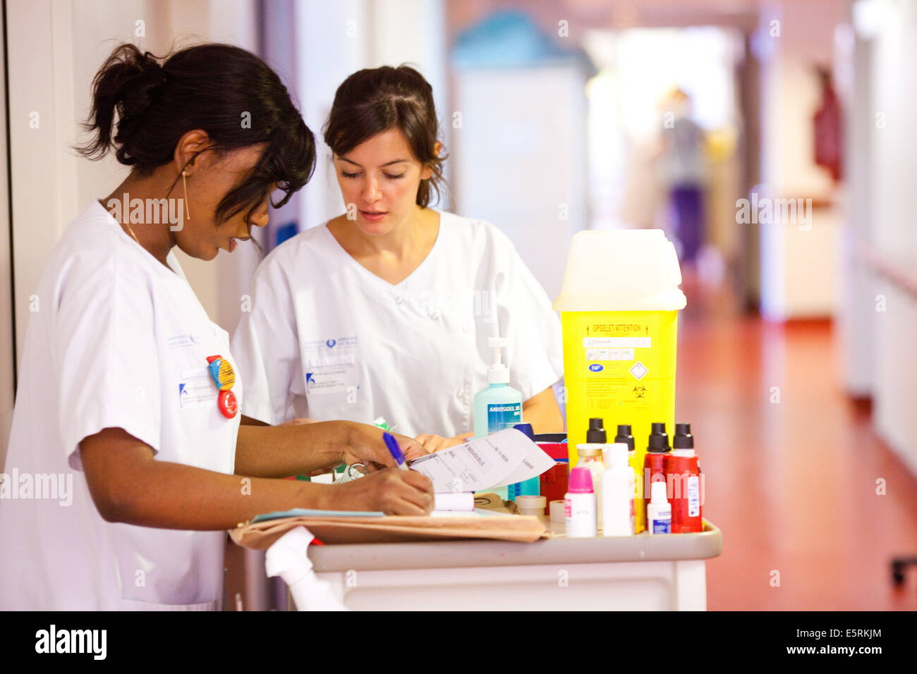 Nurses, La Pitie-Salpetriere hospital. Stock Photo