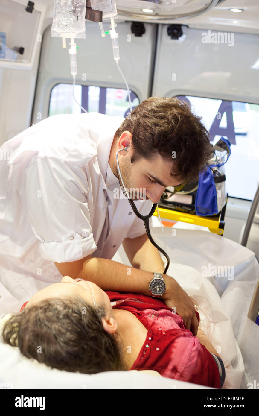 Auscultation emergency medical services hires stock photography and