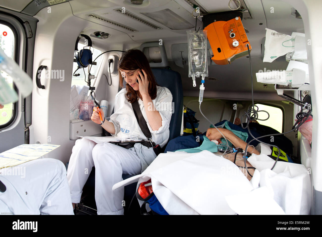 Medical Emergency helicopter, Limoges, France. Stock Photo
