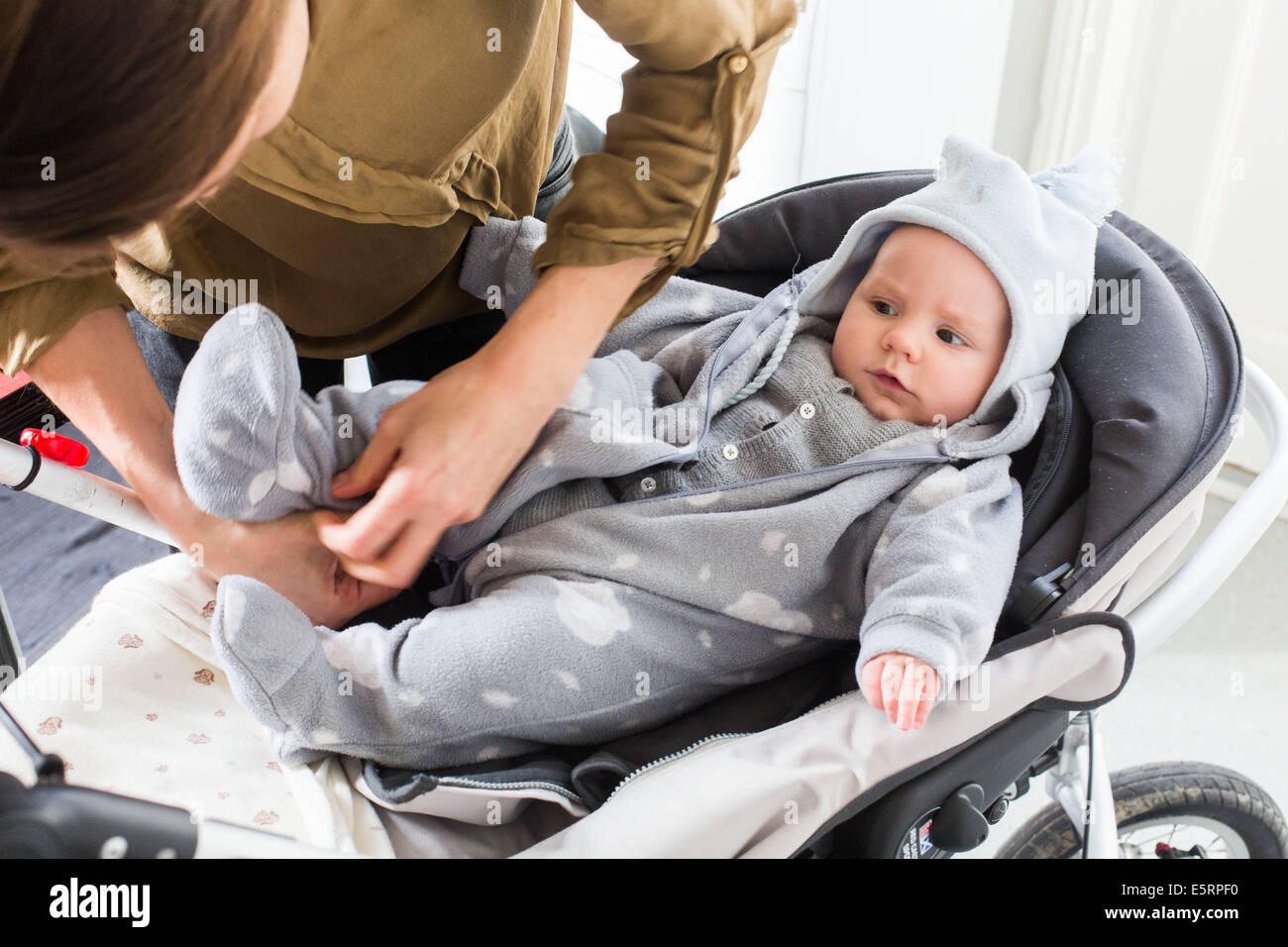 5-month-old baby boy in winter. Stock Photo