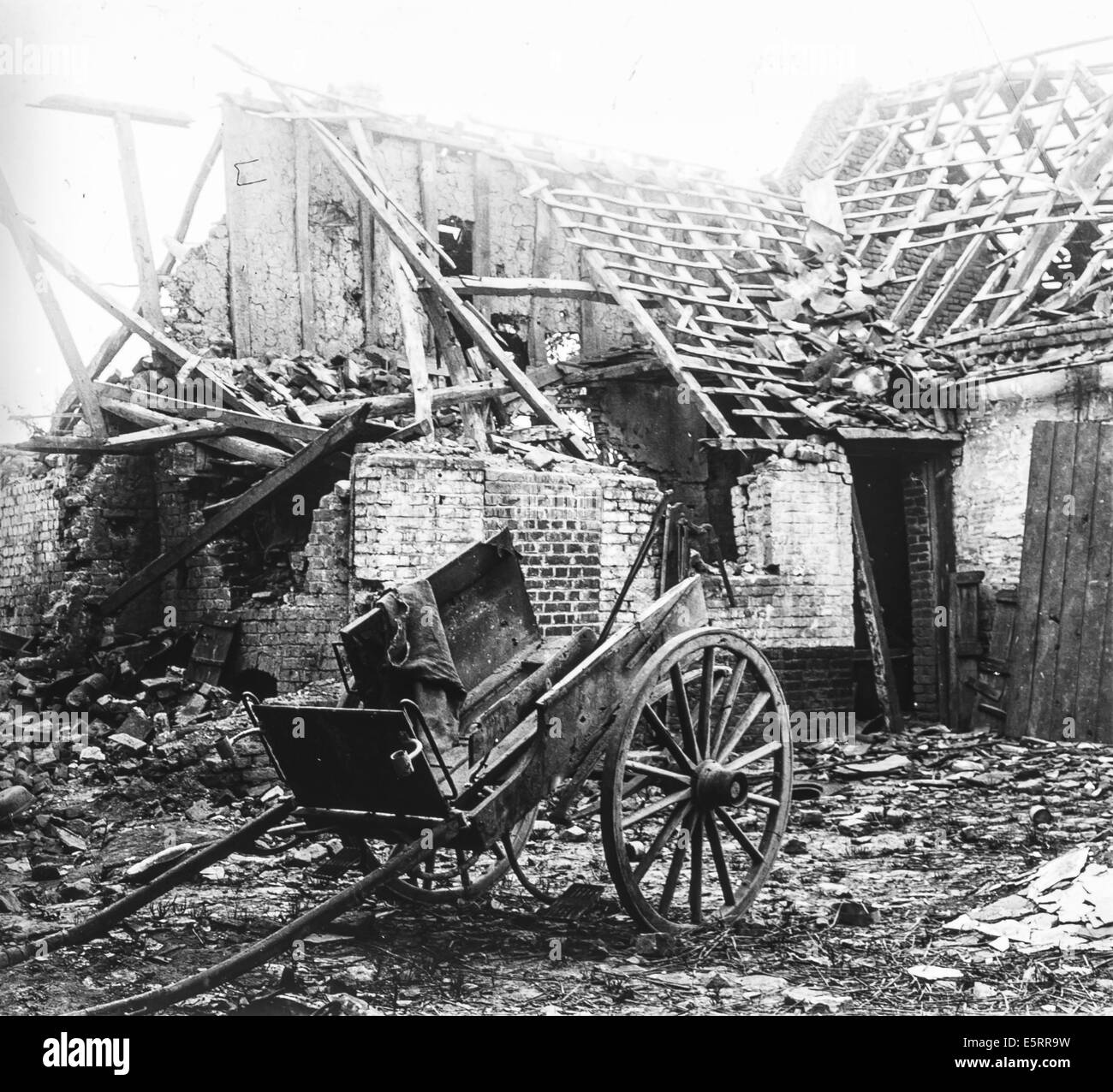 Ruined village in 1917, Aisne, France. Stock Photo