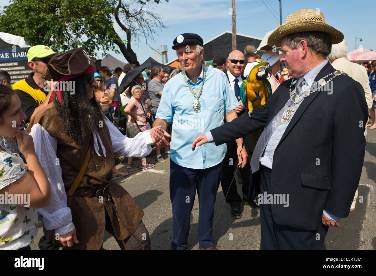 Sheriff of with parrot in parade at Whitstable Oyster Festival Kent England UK Stock Photo