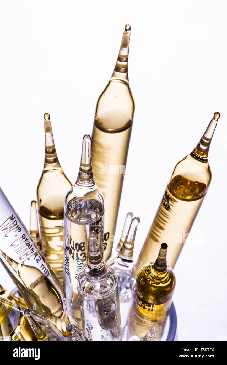Glass ampoules of various trace elements Stock Photo Alamy