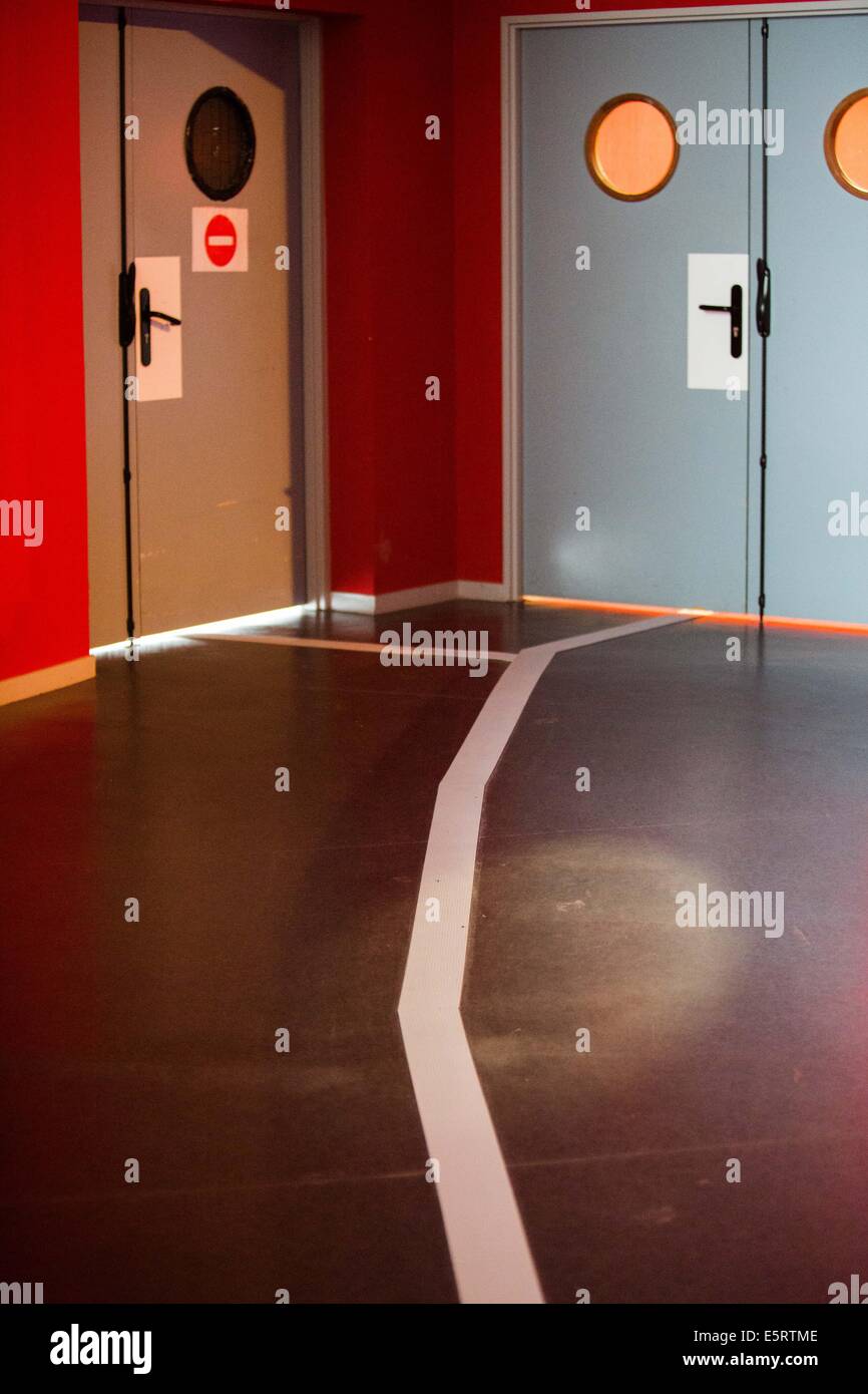 Guide strips on the ground for the visually impaired. Stock Photo