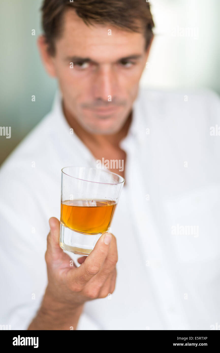 Man drinking Alcohol. Stock Photo