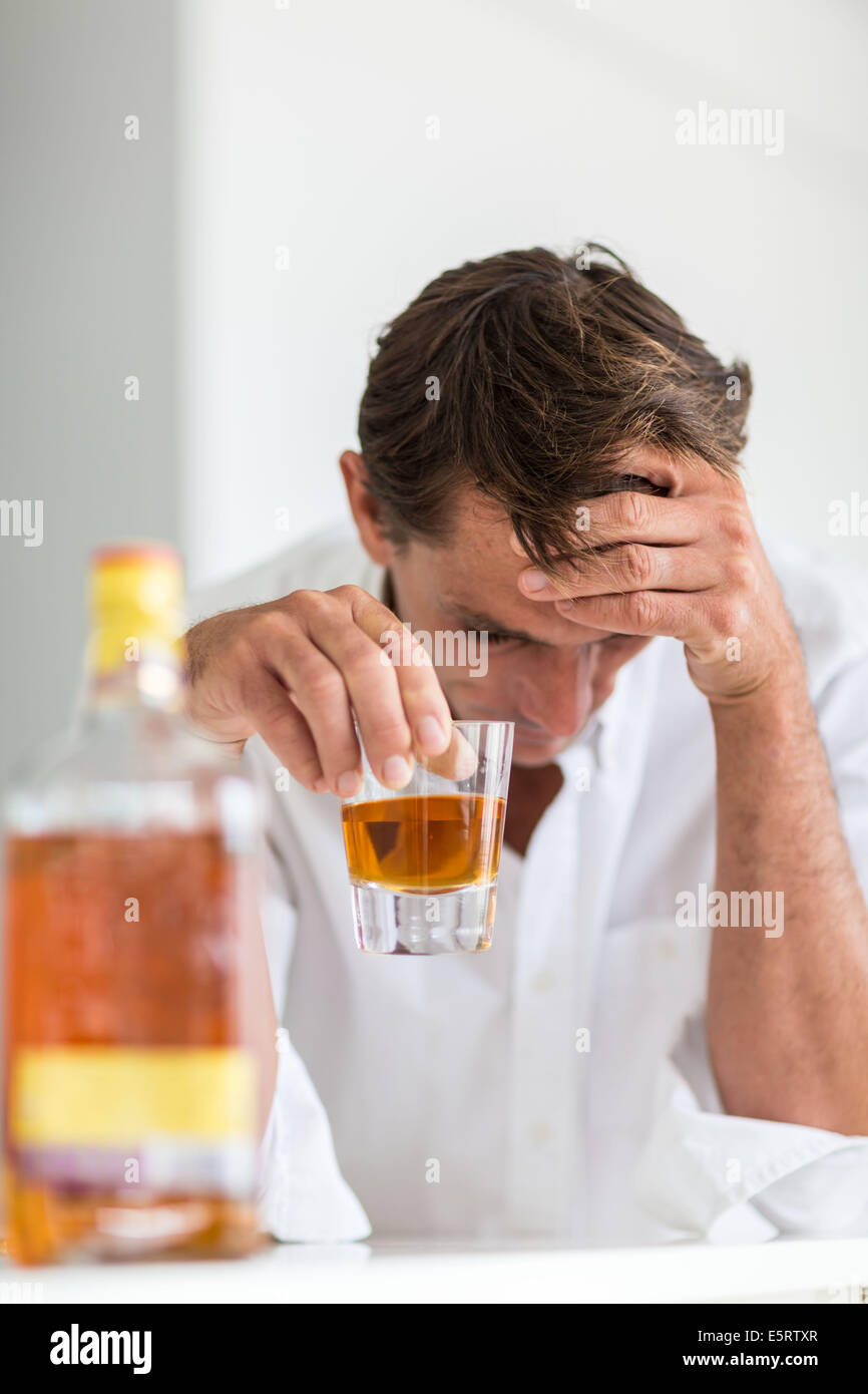 Man drinking Alcohol. Stock Photo