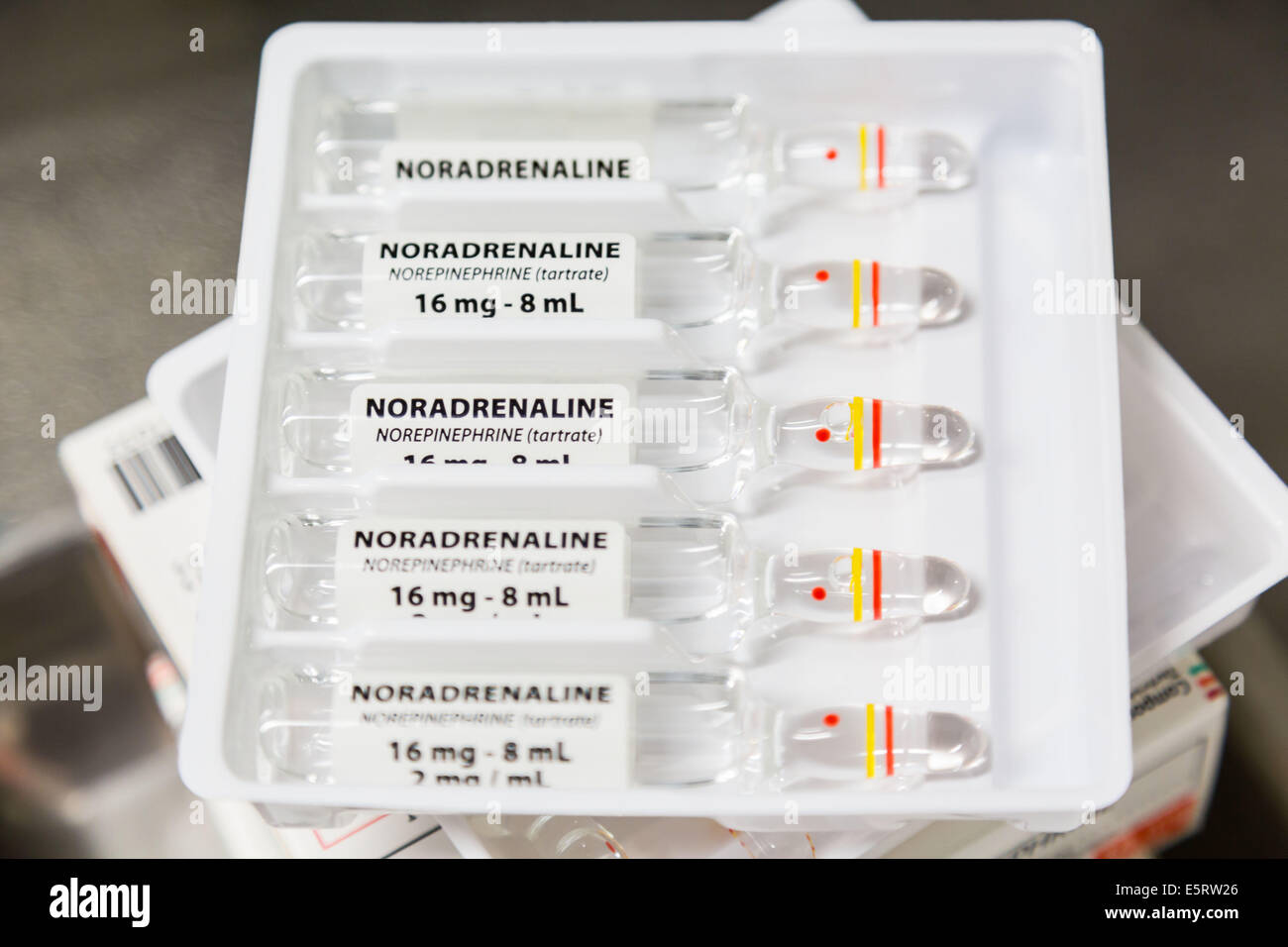 Gass ampoule of Noradrenaline, Intensive care department, Lagny Stock