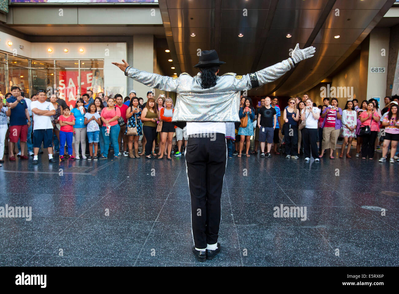 Michael Jackson Impersonator, Hollywood Blvd., Hollywood, Los Angeles, California, United States of America Stock Photo