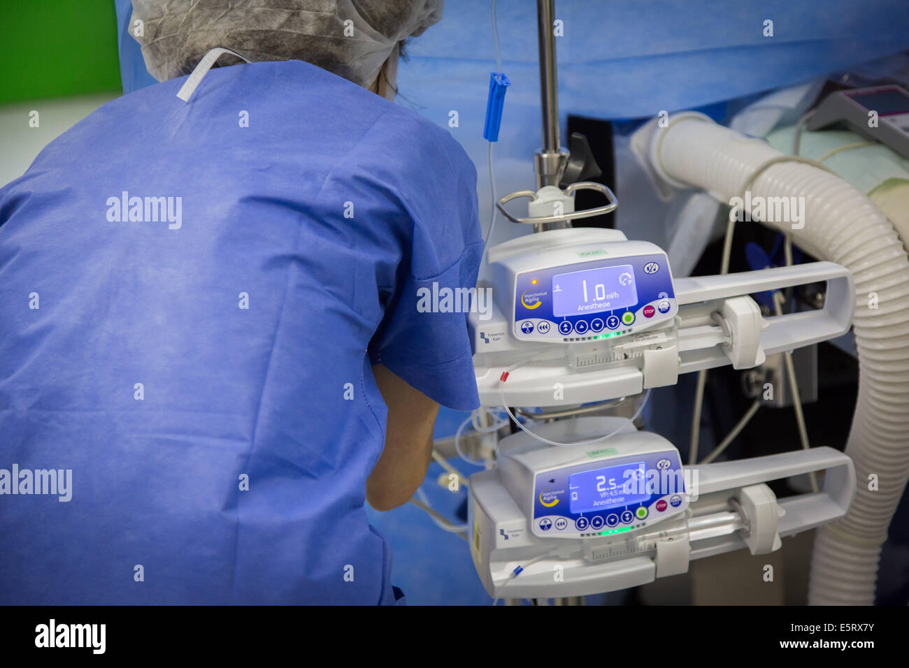 Anesthesia issued by a pump. Stock Photo