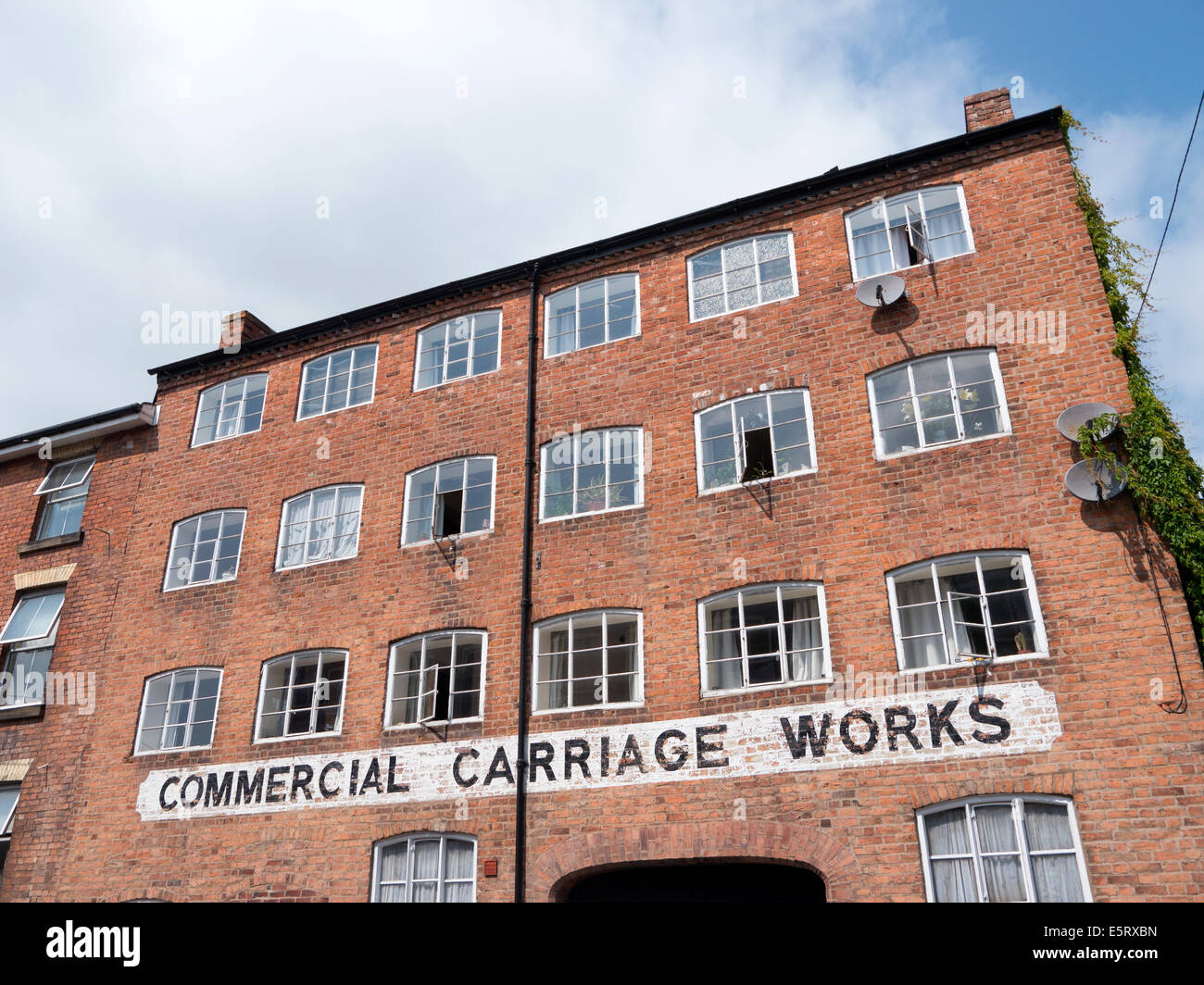 Old Commercial Carriage Works building in Newtown, Powys Wales UK. Stock Photo