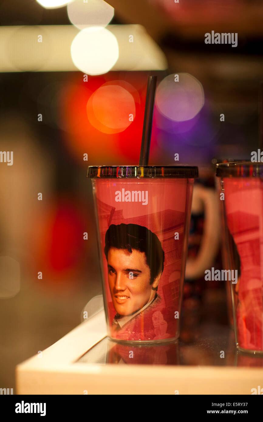 Elvis Souvenirs at Hollywood Boulevard store called La La Land, Los Angeles, California, United States of America Stock Photo