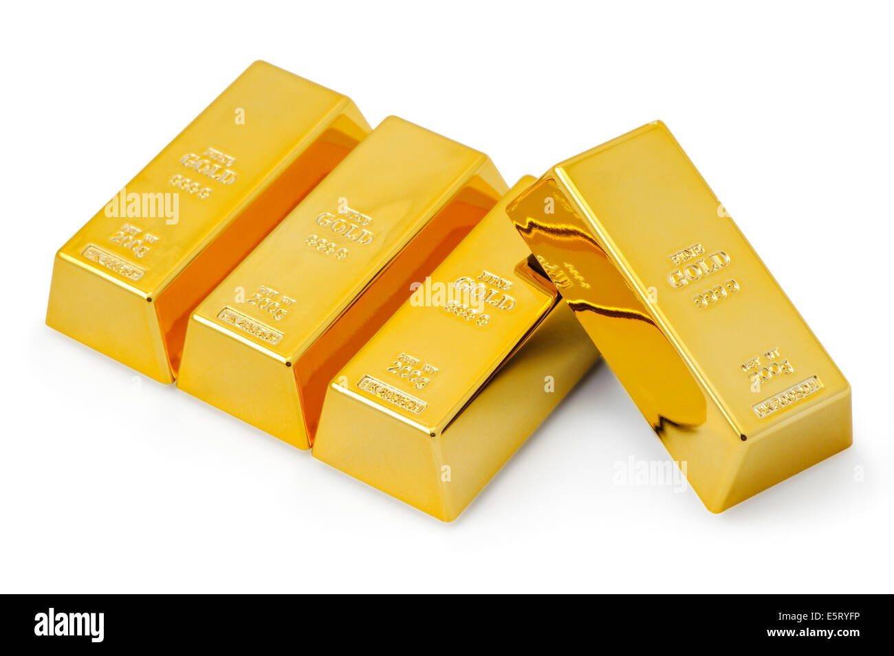 Four gold bars Stock Photo