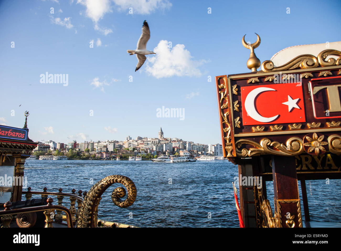 Turkish flag in Istanbul, Turkey. Stock Photo